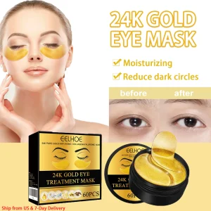 60PCS 24K Gold Eye Mask Anti Dark Circles